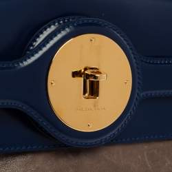 Pre Owned Balenciaga Beige/Blue Leather Luna Clutch