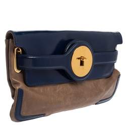 Pre Owned Balenciaga Beige/Blue Leather Luna Clutch