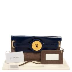 Pre Owned Balenciaga Beige/Blue Leather Luna Clutch