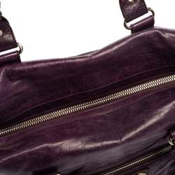 Pre Owned Balenciaga Raisin Lambskin Leather SGH Midday Tote