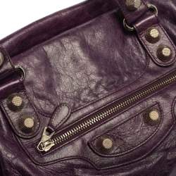 Pre Owned Balenciaga Raisin Lambskin Leather SGH Midday Tote