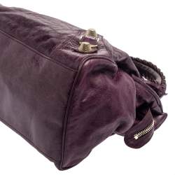Pre Owned Balenciaga Raisin Lambskin Leather SGH Midday Tote