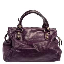 Pre Owned Balenciaga Raisin Lambskin Leather SGH Midday Tote