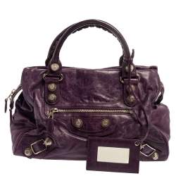Pre Owned Balenciaga Raisin Lambskin Leather SGH Midday Tote