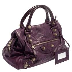 Pre Owned Balenciaga Raisin Lambskin Leather SGH Midday Tote