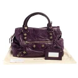 Pre Owned Balenciaga Raisin Lambskin Leather SGH Midday Tote