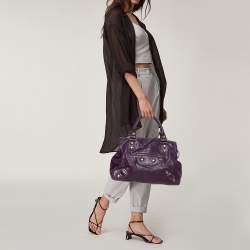 Pre Owned Balenciaga Raisin Lambskin Leather SGH Midday Tote