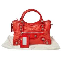 Pre Owned Balenciaga Rogue Vermillon Leather GSH City Tote