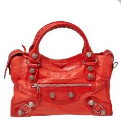 Pre Owned Balenciaga Rogue Vermillon Leather GSH City Tote