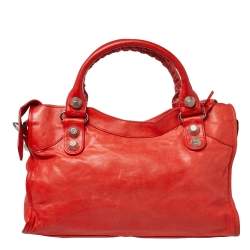 Pre Owned Balenciaga Rogue Vermillon Leather GSH City Tote