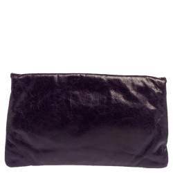 Pre Owned Balenciaga Purple Motocross Leather Giant 21 Envelope Clutch Bag
