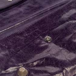Pre Owned Balenciaga Purple Motocross Leather Giant 21 Envelope Clutch Bag