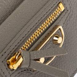 Pre Owned Balenciaga Gris Taupe Leather Mini Metallic Edge Wallet