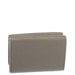 Pre Owned Balenciaga Gris Taupe Leather Mini Metallic Edge Wallet