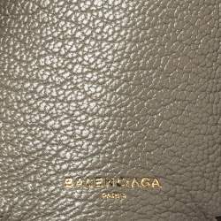 Pre Owned Balenciaga Gris Taupe Leather Mini Metallic Edge Wallet