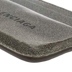 Pre Owned Balenciaga Metallic Glitter Patent Leather Everyday Card Holder 
