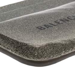 Pre Owned Balenciaga Metallic Glitter Patent Leather Everyday Card Holder 
