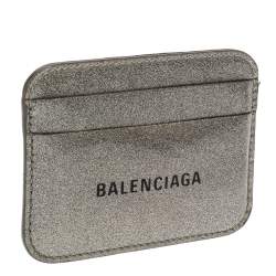 Pre Owned Balenciaga Metallic Glitter Patent Leather Everyday Card Holder 