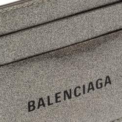 Pre Owned Balenciaga Metallic Glitter Patent Leather Everyday Card Holder 