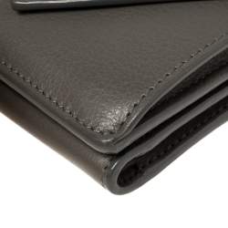 Pre Owned Balenciaga Gris Pyrite Leather Mini Papier Wallet