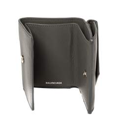 Pre Owned Balenciaga Gris Pyrite Leather Mini Papier Wallet