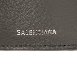 Pre Owned Balenciaga Gris Pyrite Leather Mini Papier Wallet