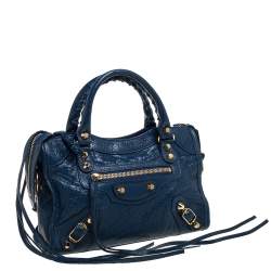 Pre Owned حقيبة بالنسياغا سيتي كلاسيك ميني جلد أزرق