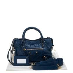 Pre Owned حقيبة بالنسياغا سيتي كلاسيك ميني جلد أزرق