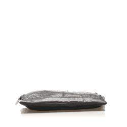Pre Owned Balenciaga Black Motocross Classic Clip L Leather Clutch Bag