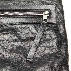 Pre Owned Balenciaga Black Motocross Classic Clip L Leather Clutch Bag
