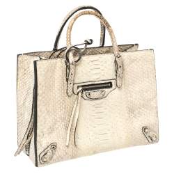 Pre Owned حقيبة بالنسياغا بابييه إيه 6 جلد ثعبان كريمي