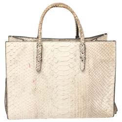 Pre Owned حقيبة بالنسياغا بابييه إيه 6 جلد ثعبان كريمي