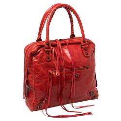 Pre Owned Balenciaga Blood Chevre Leather Mini RH Bowling Bag