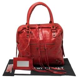 Pre Owned Balenciaga Blood Chevre Leather Mini RH Bowling Bag