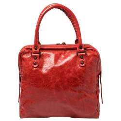 Pre Owned Balenciaga Blood Chevre Leather Mini RH Bowling Bag