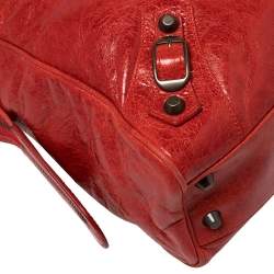 Pre Owned Balenciaga Blood Chevre Leather Mini RH Bowling Bag