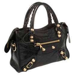 Pre Owned Balenciaga Black Leather Mini Classic City Bag