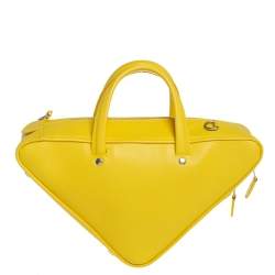 Balenciaga Yellow Leather Small Triangle Duffle Bag