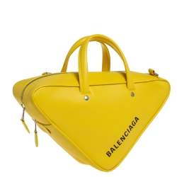Balenciaga Yellow Leather Small Triangle Duffle Bag