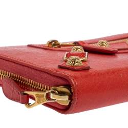 Pre Owned Balenciaga Rose Corail Leather City Zip Around Wallet