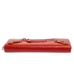 Pre Owned Balenciaga Rose Corail Leather City Zip Around Wallet