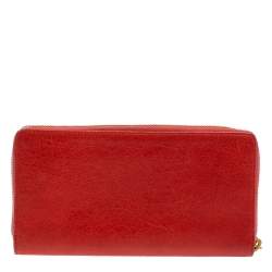 Pre Owned Balenciaga Rose Corail Leather City Zip Around Wallet