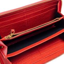 Pre Owned Balenciaga Rose Corail Leather City Zip Around Wallet