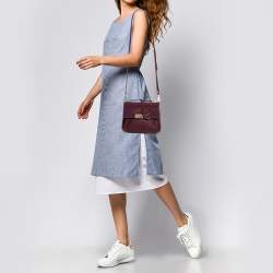 مملوكة مسبقًا Balenciaga Burgundy Croc Embossed and Leather Le Dix Cartable Top Handle Bag