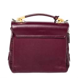 مملوكة مسبقًا Balenciaga Burgundy Croc Embossed and Leather Le Dix Cartable Top Handle Bag