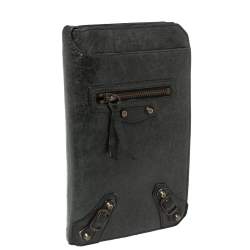Pre Owned Balenciaga Dark Green Leather Motocross Classic Organizer Wallet