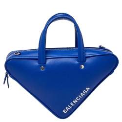 Balenciaga Blue Leather Triangle Electric Duffle Bag