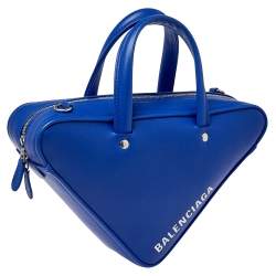 Balenciaga Blue Leather Triangle Electric Duffle Bag