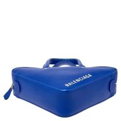 Balenciaga Blue Leather Triangle Electric Duffle Bag