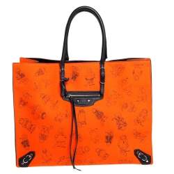 Papier leather tote Balenciaga Orange in Leather - 26118592